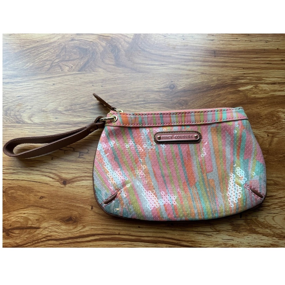 Juicy Couture Y2k Multi Color Sequin Abstract Retro Wristlet‎